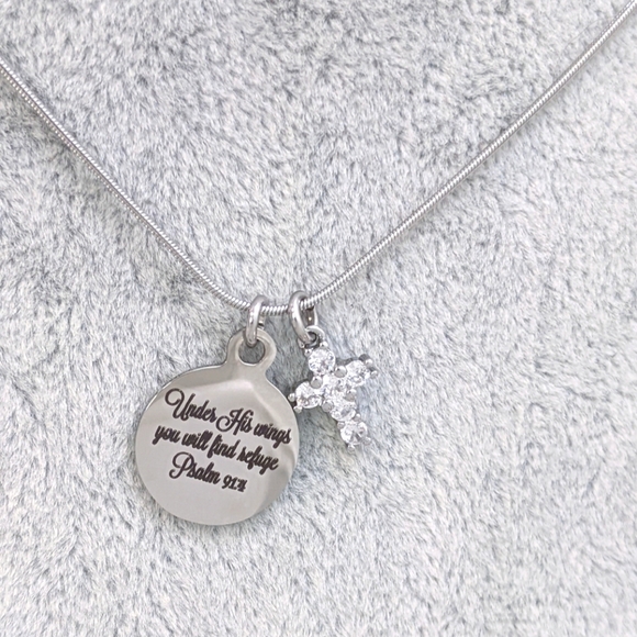 Christian Bible Verse Scripture Cross Necklace - Picture 4 of 6